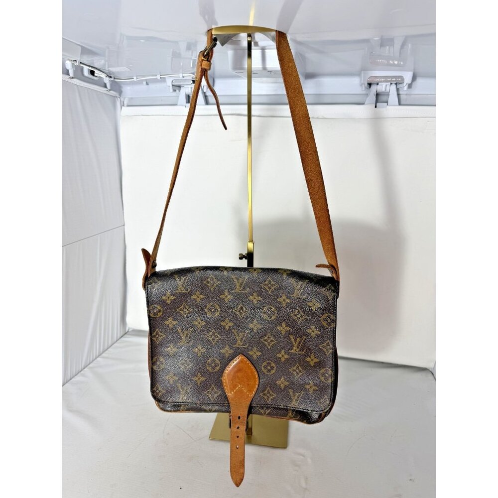 Louis Vuitton Cartouchiere Shoulder Bag MM Brown Leather